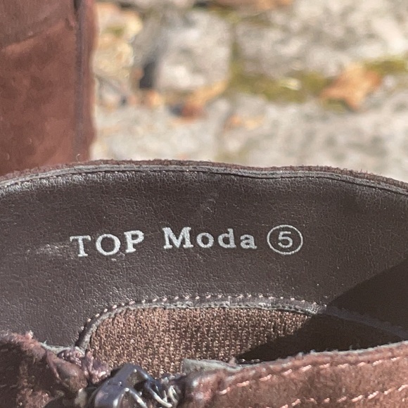 Top Moda Lined Womens 12” Tall Brown Boots Size 5 Faux Suede Fashion - Picture 8 of 12